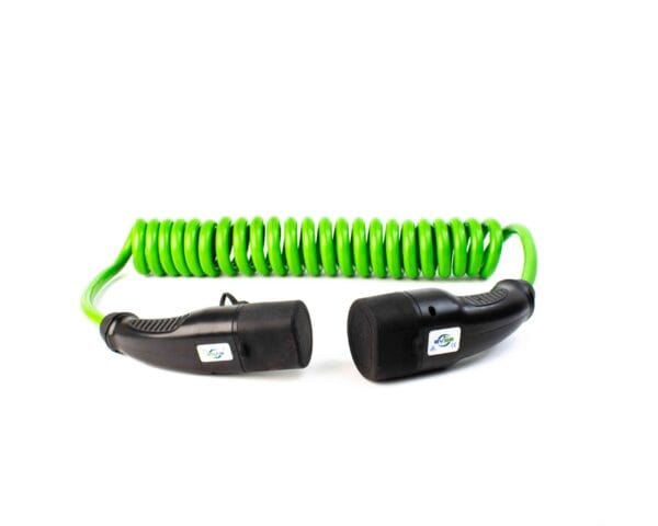 Hi-Vis Coiled Type 2 to Type 2 EV Charging Cable | 5 Metre | 7kW