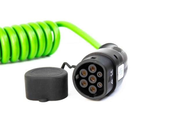 Hi-Vis Coiled Type 2 to Type 2 EV Charging Cable | 5 Metre | 7kW