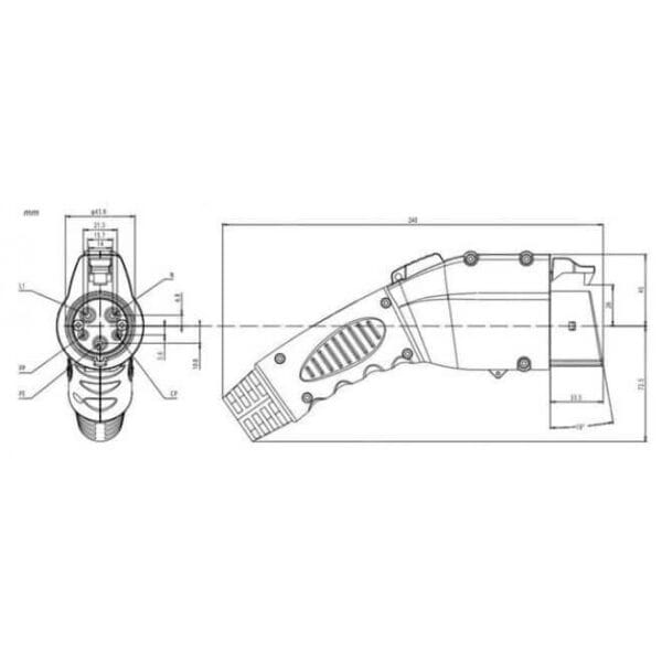 Type 1 Female EV Charging Plug (J1172) | 32A | 7.4kW